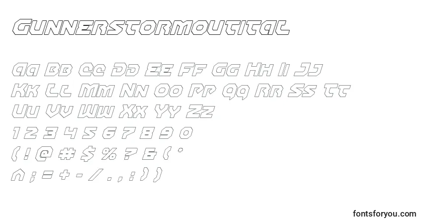 Gunnerstormoutitalフォント–アルファベット、数字、特殊文字
