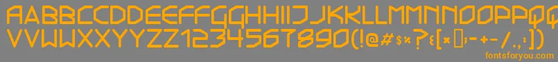 フォントTransistor215 – オレンジの文字は灰色の背景にあります。