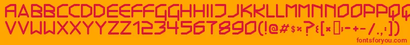 フォントTransistor215 – オレンジの背景に赤い文字