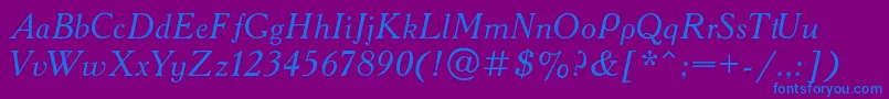 フォントAcademyi – 紫色の背景に青い文字
