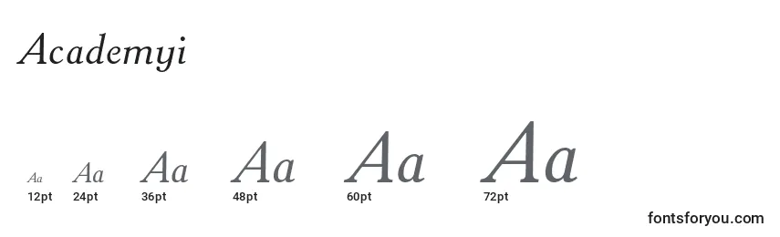 Academyi Font Sizes