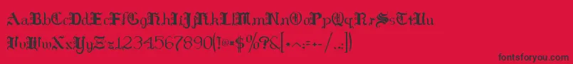 フォントHildaSonnenschein – 赤い背景に黒い文字