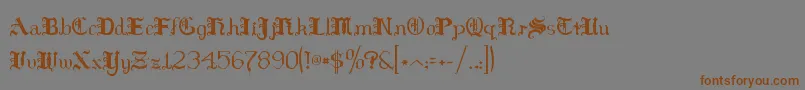 フォントHildaSonnenschein – 茶色の文字が灰色の背景にあります。