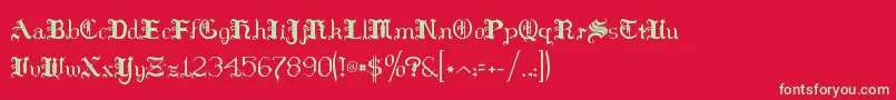 フォントHildaSonnenschein – 赤い背景に緑の文字