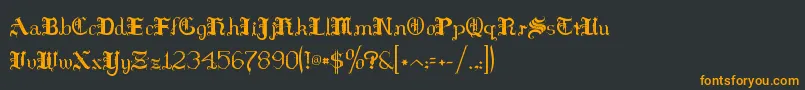フォントHildaSonnenschein – 黒い背景にオレンジの文字