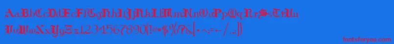 HildaSonnenschein-Schriftart – Rote Schriften auf blauem Hintergrund
