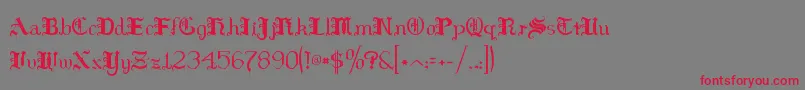 フォントHildaSonnenschein – 赤い文字の灰色の背景