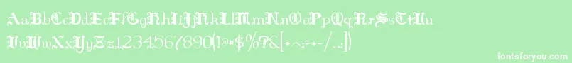 Fonte HildaSonnenschein – fontes brancas em um fundo verde