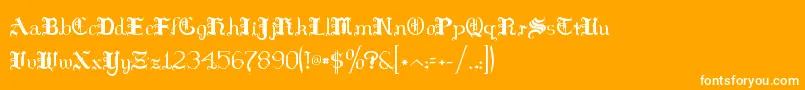 HildaSonnenschein-Schriftart – Weiße Schriften auf orangefarbenem Hintergrund