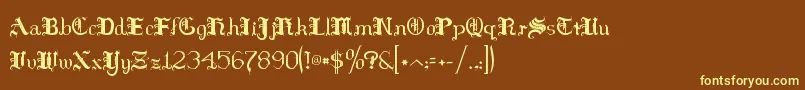 HildaSonnenschein-Schriftart – Gelbe Schriften auf braunem Hintergrund