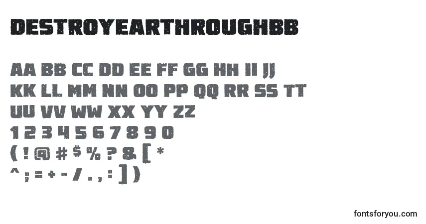 Schriftart Destroyearthroughbb – Alphabet, Zahlen, spezielle Symbole