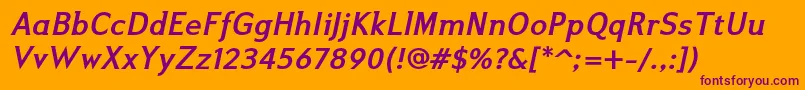 Ikariusadfno2stdBolditalic Font – Purple Fonts on Orange Background