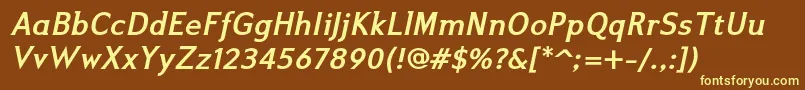 Ikariusadfno2stdBolditalic-fontti – keltaiset fontit ruskealla taustalla