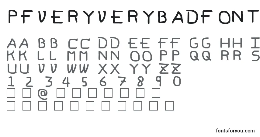 Schriftart PfVeryverybadfont6 – Alphabet, Zahlen, spezielle Symbole