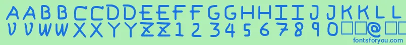 PfVeryverybadfont6 Font – Blue Fonts on Green Background