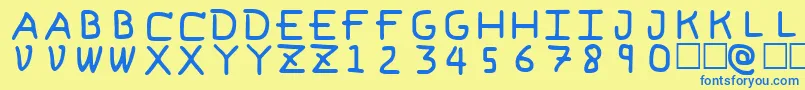 PfVeryverybadfont6 Font – Blue Fonts on Yellow Background