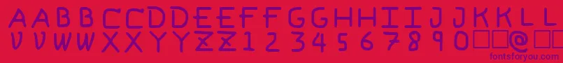 Fonte PfVeryverybadfont6 – fontes roxas em um fundo vermelho