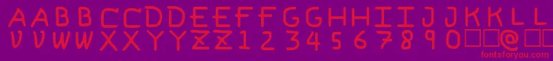 PfVeryverybadfont6-Schriftart – Rote Schriften auf violettem Hintergrund