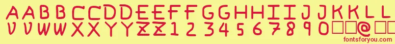 Fonte PfVeryverybadfont6 – fontes vermelhas em um fundo amarelo