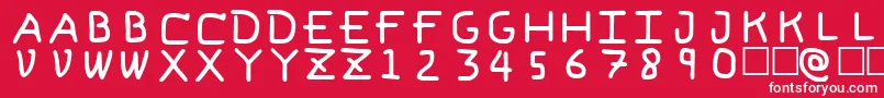 Fonte PfVeryverybadfont6 – fontes brancas em um fundo vermelho