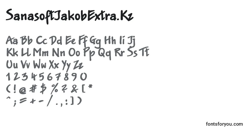 Czcionka SanasoftJakobExtra.Kz – alfabet, cyfry, specjalne znaki