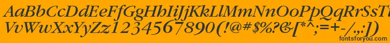 GaramondbookettItalic-Schriftart – Schwarze Schriften auf orangefarbenem Hintergrund