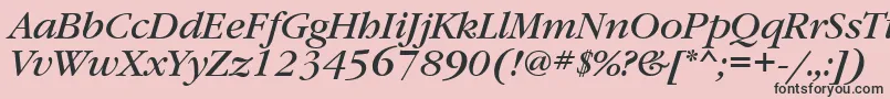 GaramondbookettItalic-fontti – mustat fontit vaaleanpunaisella taustalla