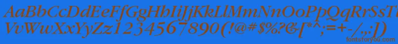 GaramondbookettItalic-Schriftart – Braune Schriften auf blauem Hintergrund