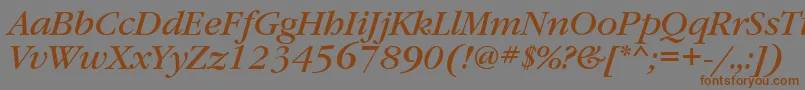 GaramondbookettItalic-Schriftart – Braune Schriften auf grauem Hintergrund