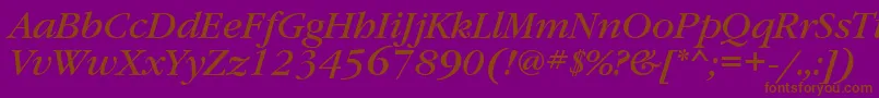 フォントGaramondbookettItalic – 紫色の背景に茶色のフォント