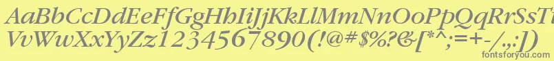 フォントGaramondbookettItalic – 黄色の背景に灰色の文字