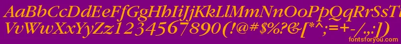 GaramondbookettItalic Font – Orange Fonts on Purple Background