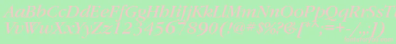 GaramondbookettItalic-fontti – vaaleanpunaiset fontit vihreällä taustalla
