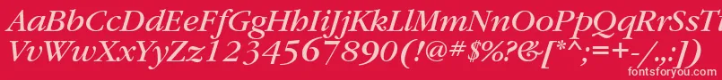 Шрифт GaramondbookettItalic – розовые шрифты на красном фоне