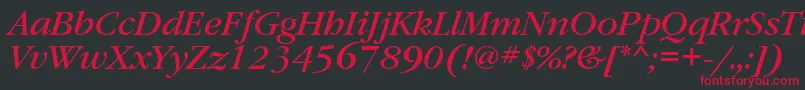 フォントGaramondbookettItalic – 黒い背景に赤い文字