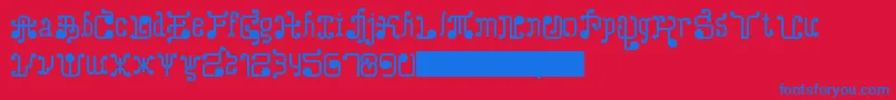 TurkAndNusa-Schriftart – Blaue Schriften auf rotem Hintergrund