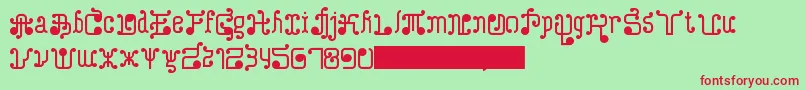 フォントTurkAndNusa – 赤い文字の緑の背景