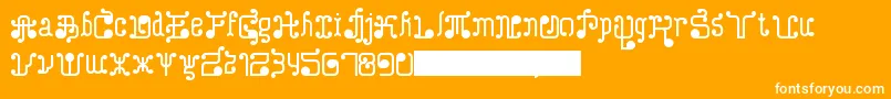 TurkAndNusa-Schriftart – Weiße Schriften auf orangefarbenem Hintergrund