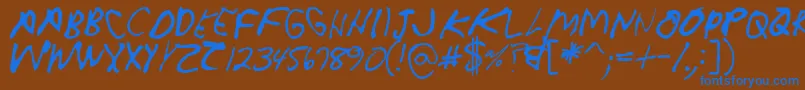 Crappydanallcaps Font – Blue Fonts on Brown Background