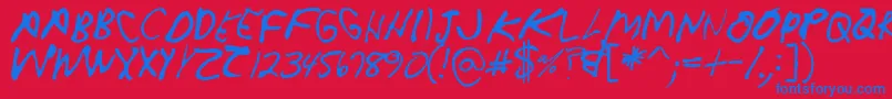 フォントCrappydanallcaps – 赤い背景に青い文字