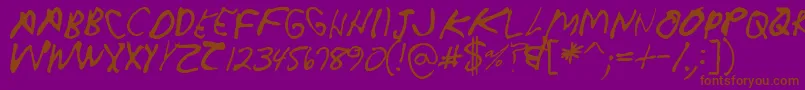 Crappydanallcaps-Schriftart – Braune Schriften auf violettem Hintergrund