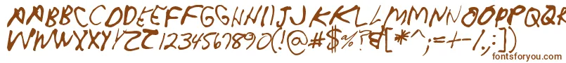 Crappydanallcaps-Schriftart – Braune Schriften auf weißem Hintergrund
