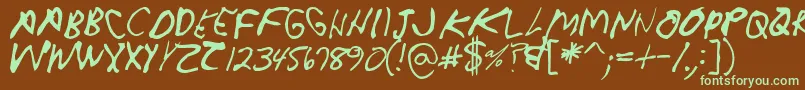 Crappydanallcaps-Schriftart – Grüne Schriften auf braunem Hintergrund