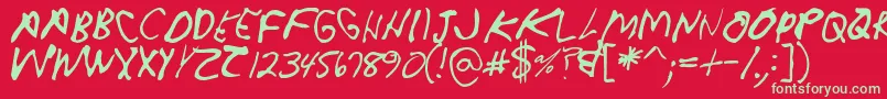 フォントCrappydanallcaps – 赤い背景に緑の文字