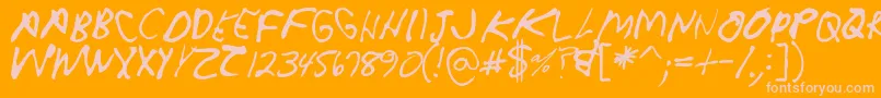 Crappydanallcaps-Schriftart – Rosa Schriften auf orangefarbenem Hintergrund