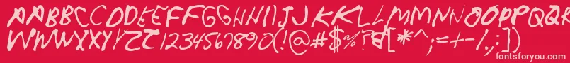 Saiba mais sobre a fonte Crappydanallcaps Fonte Crappydanallcaps – fontes rosa em um fundo vermelho