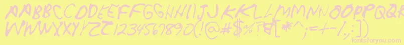 Crappydanallcaps-Schriftart – Rosa Schriften auf gelbem Hintergrund
