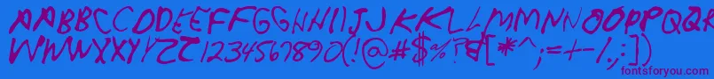 Crappydanallcaps Font – Purple Fonts on Blue Background