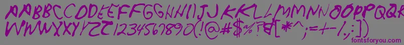Шрифт Crappydanallcaps – фиолетовые шрифты на сером фоне