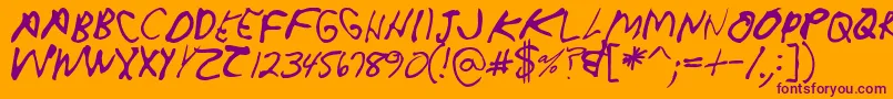 Crappydanallcaps Font – Purple Fonts on Orange Background